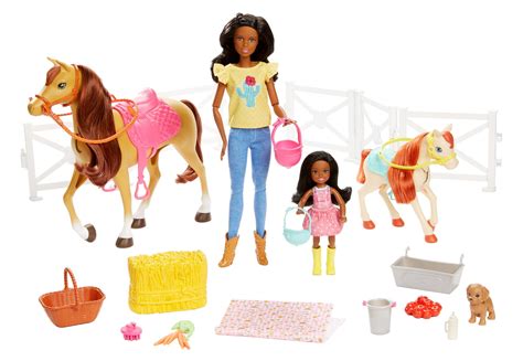 horses for barbies|barbie hugs and horses set.